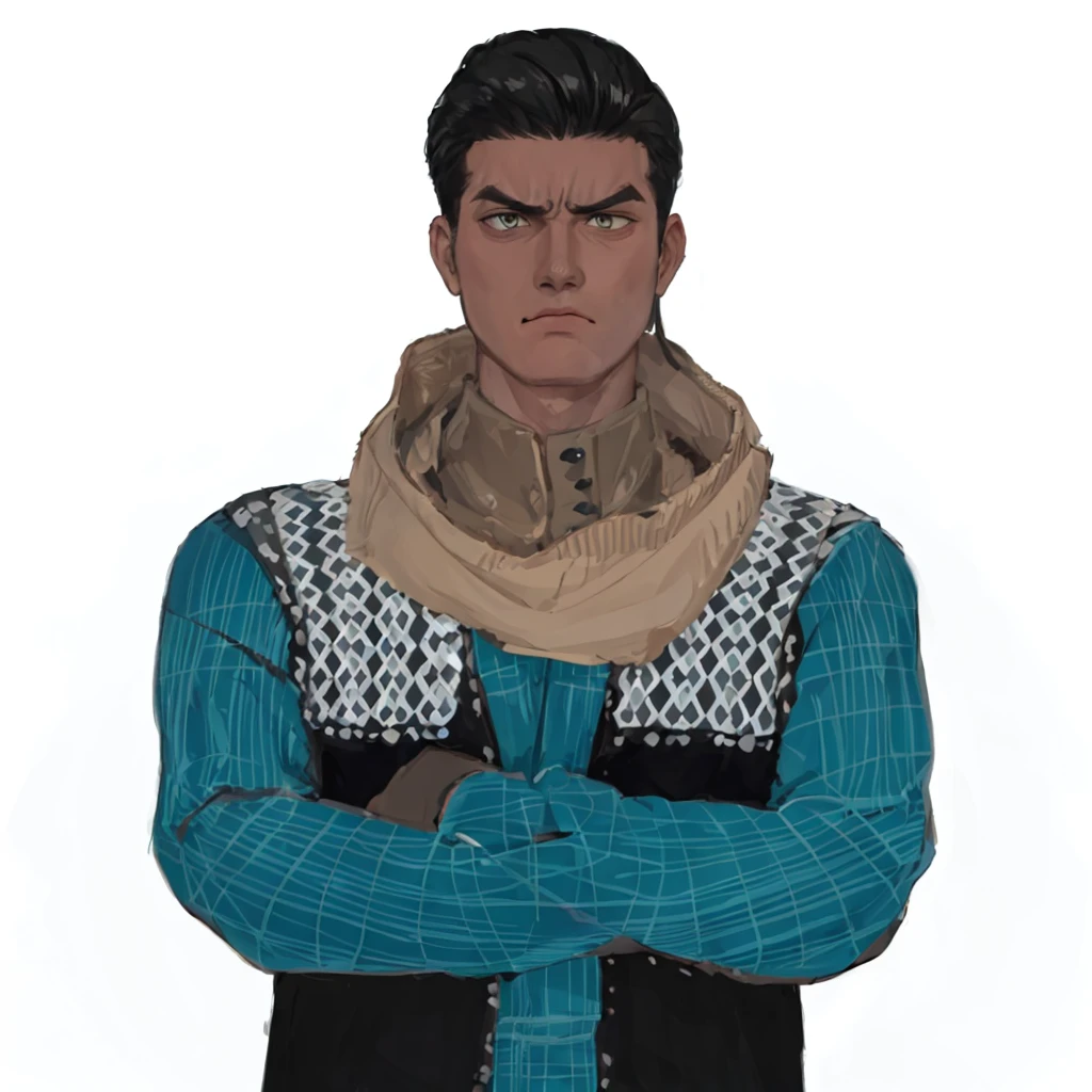 (masterpiece:1.2, best quality), (1men, solo, upper body:1.2),angry face,Hair: buzz cut, Clothing: oversized, distressed denim jacket with patches and pins, paired with black skinny jeans and combat boots, Hanging out in an underground music venue or street art exhibit