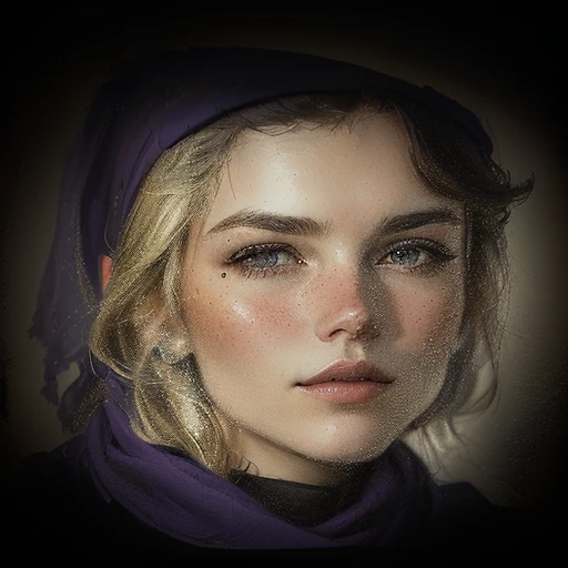 arafed drawing of a woman with a purple scarf on, sketch of a caucasian face, martha jungwirth sketch, closeup of face, close up of face, rendering of close up portrait, full - face close - up portrait, movie scene portrait closeup, closeup of the face, highley detailled face, close up face detail