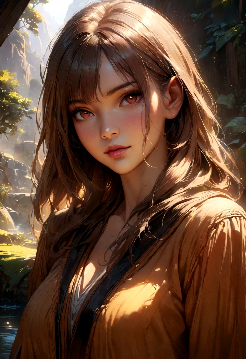 beautiful scenery, realistic lighting, masterpiece, High quality, beautiful graphics, high details, (skin color)light brown 
