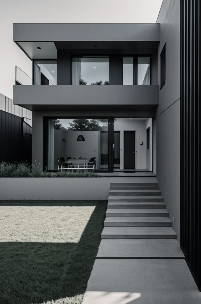 Dark gray minimalist house with light gray 
