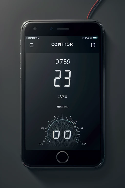 a control panel that shows the temperature, battery and the time required to complete the task