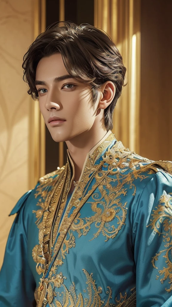 (masterpiece, top quality, best quality, official art, beautiful and aesthetic:1.2), boy, handsome, extreme detailed faces, (fractal art:1.3), colorful, highest detailed, (perfect face), shiny skin, HDR, cantarella, extremely detailed dress, detailed background