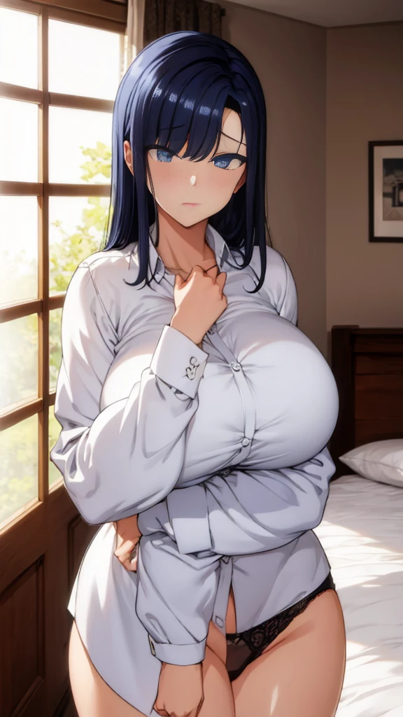 Mom、giganticbreasts、gaunt、shirt、Bedroom、Panties、Half an eye、Glowing Skin、Shining Valley