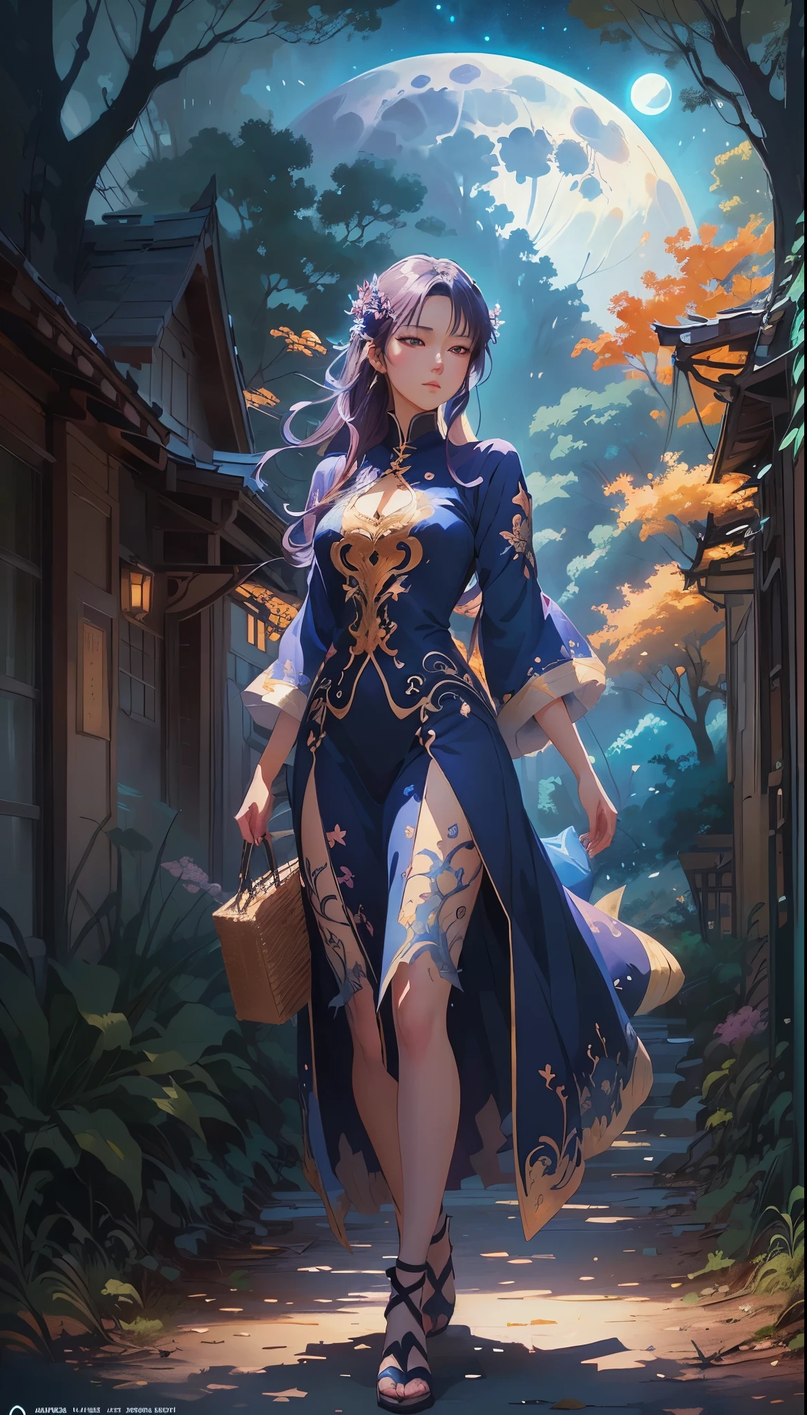 anime art of a man standing under a tree with a full moon in the background, anime art wallpaper 4 k, anime art wallpaper 4k, alice x. zhang, beautiful art uhd 4 k, anime art wallpaper 8 k, beautiful painting of a tall, a beautiful artwork illustration, anime fantasy artwork, anime fantasy illustration, beautiful anime artwork, beautiful fantasy anime