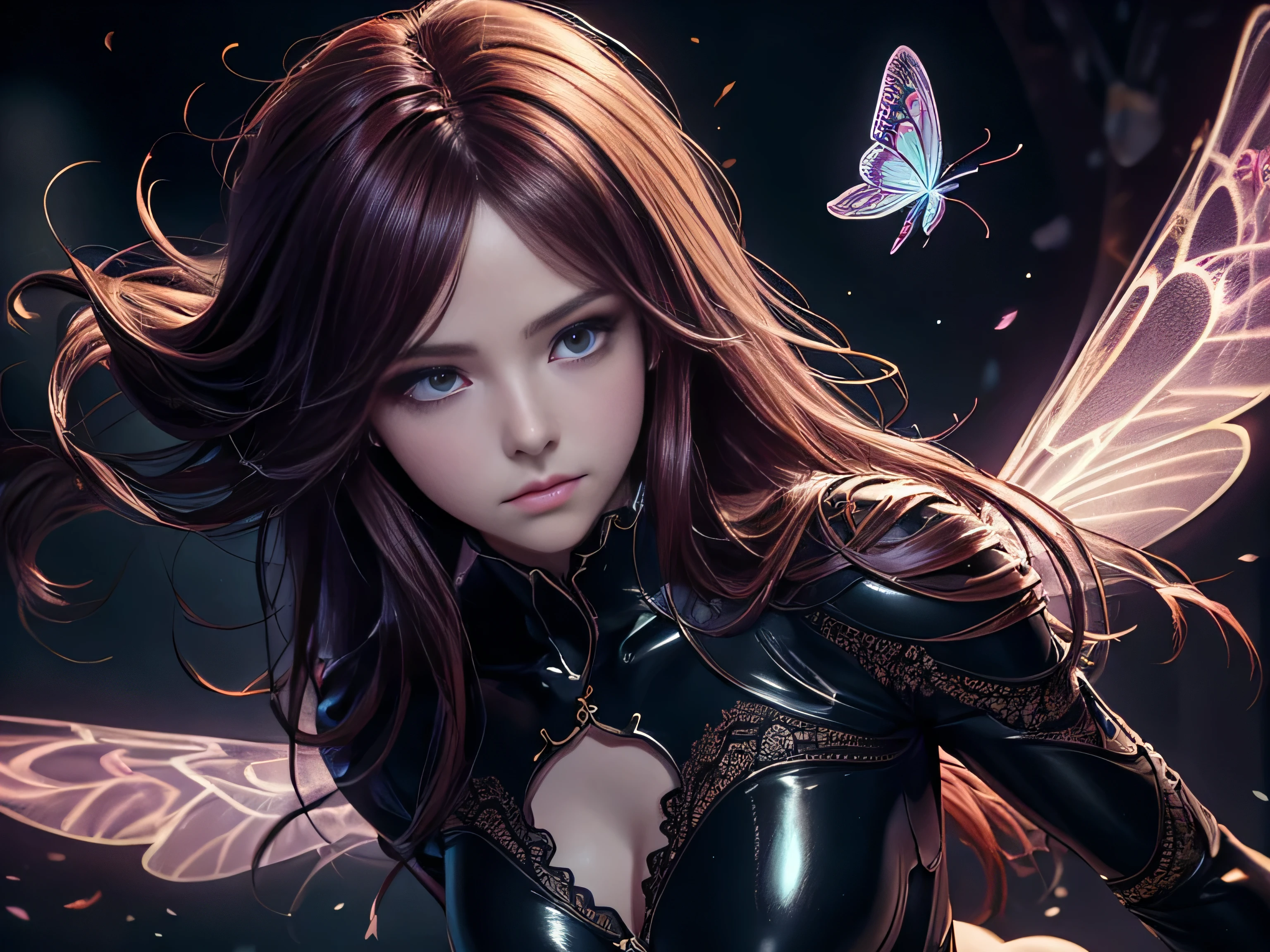 (Best Quality, 8K, Masterpiece, HDR, Soft Lighting, Picture Perfect, Realistic, Vivid), Cat Girl (1.0), Cat Girl with Red Hair and Dark Eyes in Revealing Clothes, Black  with Lace Shiny Gloss Sheer Texture, Beautiful Anime Fantasy, Very beautiful and cute cat girl, large pink butterflies fly around, background blur, anime fantasy, work in Gouves style, realistic: 1.37, top view, red cat girl lies in blue flowers, large pink butterflies fly around, horizontal view, (Ultra High Quality Fantasy Art), Masterpiece, Female Model, Ultra High Quality Female Character Designs, Detailed 8k Anime Art, Realistic Anime Art, Highest Quality Wallpapers, Intricate Ultra High Quality Accurate Female Character Faces, High Quality Designs and Accurate Physics (Fantasy - Ultra High Quality) quality) quality)) art), dark fantasy style), masterpieces, super high-quality characters, anime resolution - 8K, realistic anime art, wallpaper with the highest quality illustrations, ultra-high detail of faces, high-quality design and accurate physics), color, depth of field, shadows, ray tracing, high quality workmanship. -high quality and 8K resolution, (Accurate simulation of the interaction of light and materials)], [High-quality hair detail [More about beautiful and shiny red hair]], (Beautifully detailed hands [perfect fingers [Perfect nails]]], (perfect  (perfect proportions)))) [[Full-length]], [Perfect combination of colors (Accurate imitation of the interaction of light and material)], [art that conveys the meaning of the story](modified)
