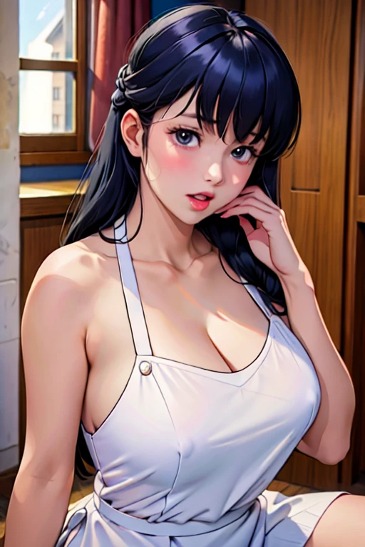 1woman , kyoko otonashi, 29yo, adult mature female,Beautiful Finger,Beautiful long legs, Beautiful body, Beautiful character design, perfect balance, detailed shiny skin, sexy, curvy body, detailed hands, collarbone, huge Breasts, narrow_waist, huge butt, sweat,steam
BREAK
(from front) ,(close up to face:1.5), face shot,
BREAK
apartment,kneeling, apron, sweater,(Squint eyes),tears
BREAK
BREAK
best quality, photorealistic, raw photo, Realism,
((masterpiece, best quality)), realistic, detailed gradation, elements,vibrant,uhd picture , crystal translucency, vibrant artwork,
extremely detailed CG unity 8k wallpaper, perfect lighting,Colorful,
:1.5ultra high res, HDR, Kodak portra 400, film grain, blurry background, bokeh:1.2, lens flare, (vibrant_color:1.2),professional photograph
BREAK
darkblue hair, Symmetrical bangs between eyes,long hair, bangs, (Voluminous hair:1.3), updo hair style
BREAK
close eyes, (innocent_big_eyes:1.0),
,Beautiful Nose,perfect eyes, perfect face,expressive eyes, detailed face,perfect eyes, beautiful_face, detailed gradation face
round face,
BREAK
, makeup,Mysterious look, looking at viewer, open mouth
BREAK