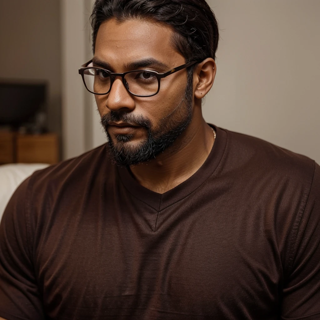 Successful 40 year old aesthetic man with beard,com terno preto ,brown skin color ,wear glasses