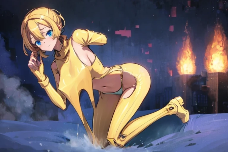 One woman:1.6, Mecha Girl,
From the face down, the golden internal skeleton is exposed.,
The face is a beautiful human face,
Masterpiece,
Are standing,
Full Body Shot