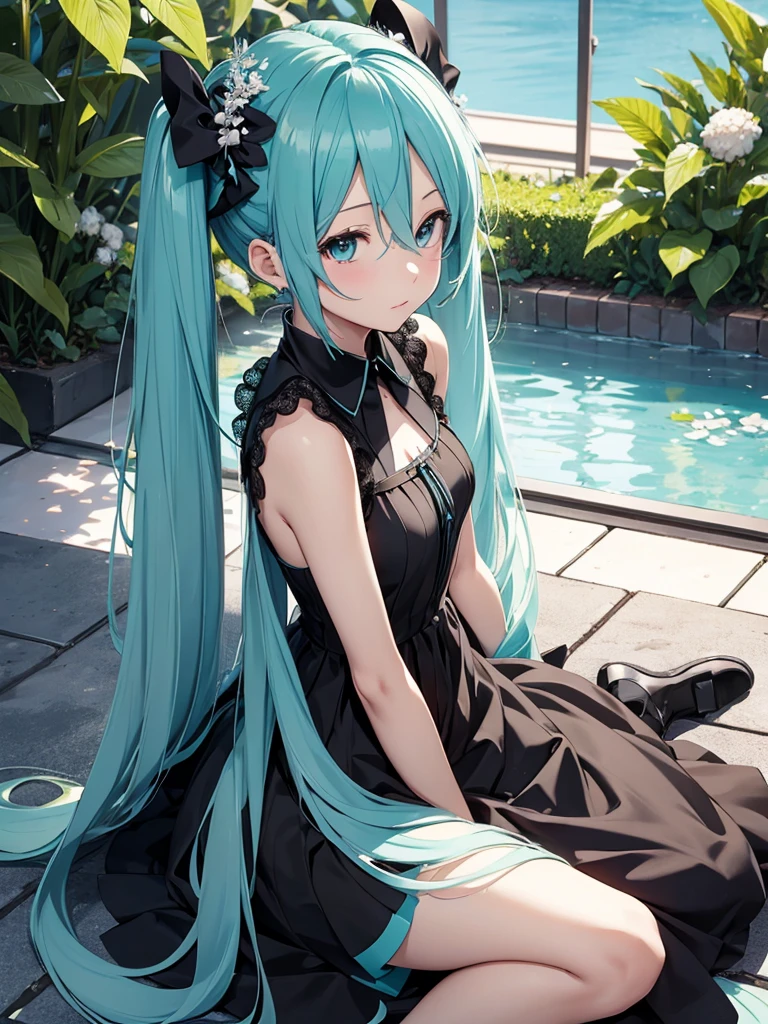 Hatsune Miku, black weeding dress