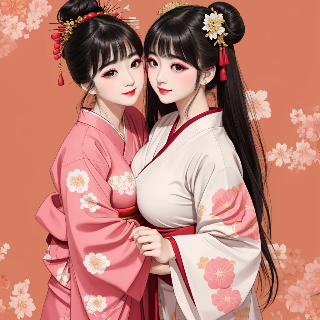 Each has a different expression2People and sisters、(2 girls)、⦅Dancing traditional arts with grace)、((Big Breasts、Small Face、Not exposed))、Highest quality、masterpiece、(Black Hair、Bun Hair)、Brown Eyes、⦅Wide angle、Angle from above the waist、雑誌の表紙のPause、Their gazes are different, gazing into the distance⦆、(8K High Quality、masterpiece、High resolution、Realistic and beautiful light and shadow、(Highest quality)、(High Resolution)、(Very delicate and beautiful)、(Beautiful 8k face)、(With a smile、Beautiful eyes)、(Clear skin)、(Soft hair)、(8Head to Body)、(A Japanese style yukata kimono with red, pink and orange floral patterns on a white background, interspersed with gold powder、Wearing a yukata2Beautiful Japanese girls)、((Tanabata decoration background))、((Small Face))、(arms up)、Thin and small nose、(Red lipstick)、(Make your cheeks red)、(Glossy skin)、((Ink painting style))、Very thin eyebrows、Overall ultra-high image quality、(She is wearing maiko-style makeup.)、Whitening、Long and beautiful eyelashes、Glowing Skin、(Red cheeks),Straight nose、masterpiece、Highest quality、whole body、 Eyebrows visible through hair、Bun Hair、Grin、Gal、コGal、Viewer's Eyes、Plaid、Stylish、woman、fine、Pause、
Waiting to start