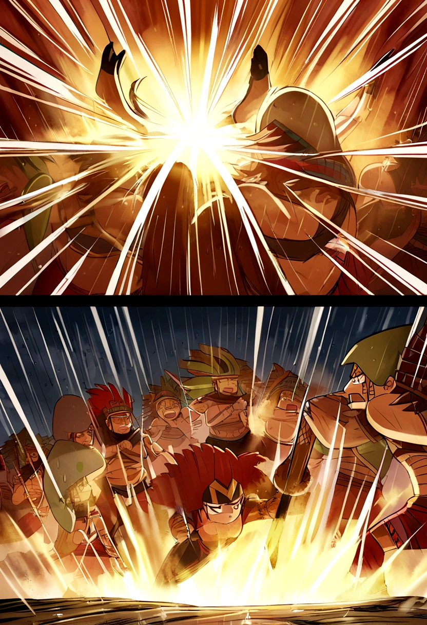 manga, toons, anime: Clash between the AZTEC ARMY AND THE MAYAN ARMY, FIERCE BATTLE, HD, rain of spears, lots of action