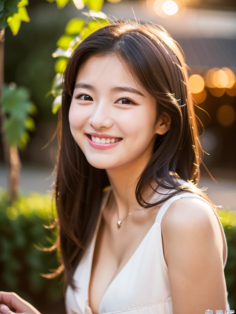 A very cute face like a idol Smiling Kindly (((Whole body))) No sleeve Medium Bust Cleavage Stening wine bar Cinema lighting Natural light Artistic High level of artistry RAW Photos Genuine High quality that is indistinguishable from real life Real Stick High resolution