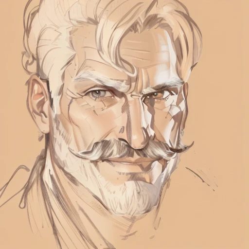 a drawing of a man with a mustache and a moustache, detailed face with moustache, thin moustache, focus on facial - detail!!!!!!, digital sketch, sketch of a caucasian face, digital drawing, digitally draw on wacom tablet, detailed unblurred face, portrait of ((mischievous)), face sketch, quick sketch, some beard, detailed but rough