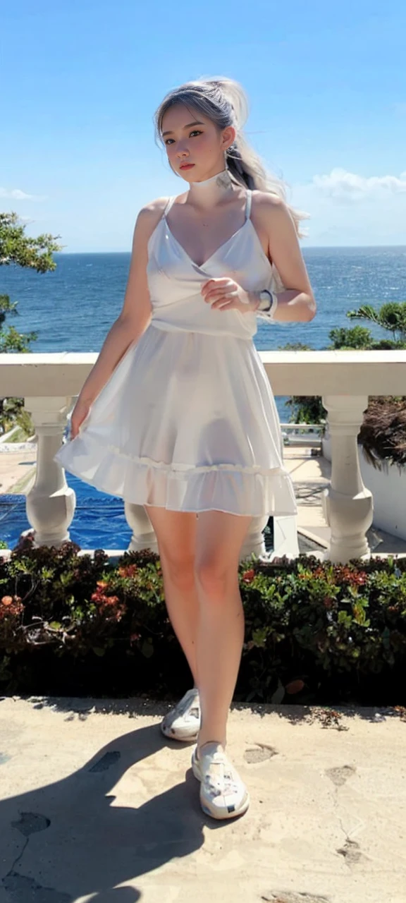 {{best quality, 1080P, Masterpiece, Ultra high resolution, photorealistic, ultra realism, Realistic skin texture, Extreme skin detail, dslr, Detailed eyes,  Facing the camera, very beautiful face, Concise facial structure, Pale skin, Realistic skin texture, Extreme skin detail, oc render reflection textures, Realistic light and shadow, Single picture, alone, gray hair, The body is slim and balanced., Age 20, Height 165, naked girl, Nude, no underwear, A girl with the body of a mechanical robot., Transparent futuristic black glass mech armor suit, The mechanical cervix is attached to the neck., The robot circuit is stuck in the middle of the back., flat stomach, perfect robot arm, perfect robot legs, full body view, Turn your back., Whole body photo.}}