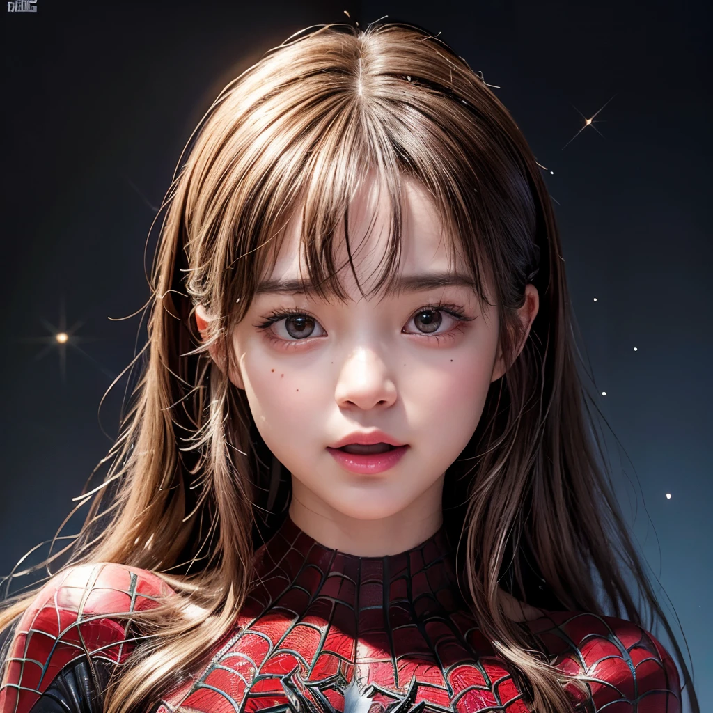 NSFW, 8k, High-level, absurd, masterpiece, best quality, primitive, very detailed CG, very detailed wallpaper, perfect lighting, Extremely detailed (((The personifying " Spiderman " as a ))), MysticSight, Tyndall effect, Tyndall scattering,dio gray background with (many Dazzling RainbowColor particles BokeH:1.28), (RoundlyButts, ThighGap), (Exposed:0.4), (Assfocus with ling ahead), BREAK (NOGIZAKA face variations) Extremely Detailed very KAWAII face variations, perfect anatomy, Childish, captivataze, elaborate detailed Eyes with (sparkling highlights:1.28), long eyelashes、Glossy RED Lips with beautiful details, Coquettish tongue, Rosyeeks, Radiant PearlSkin with clear transparency . { (Dynamic LifeLike expressions:1.4) | :d) }, (large eyes:-1) .