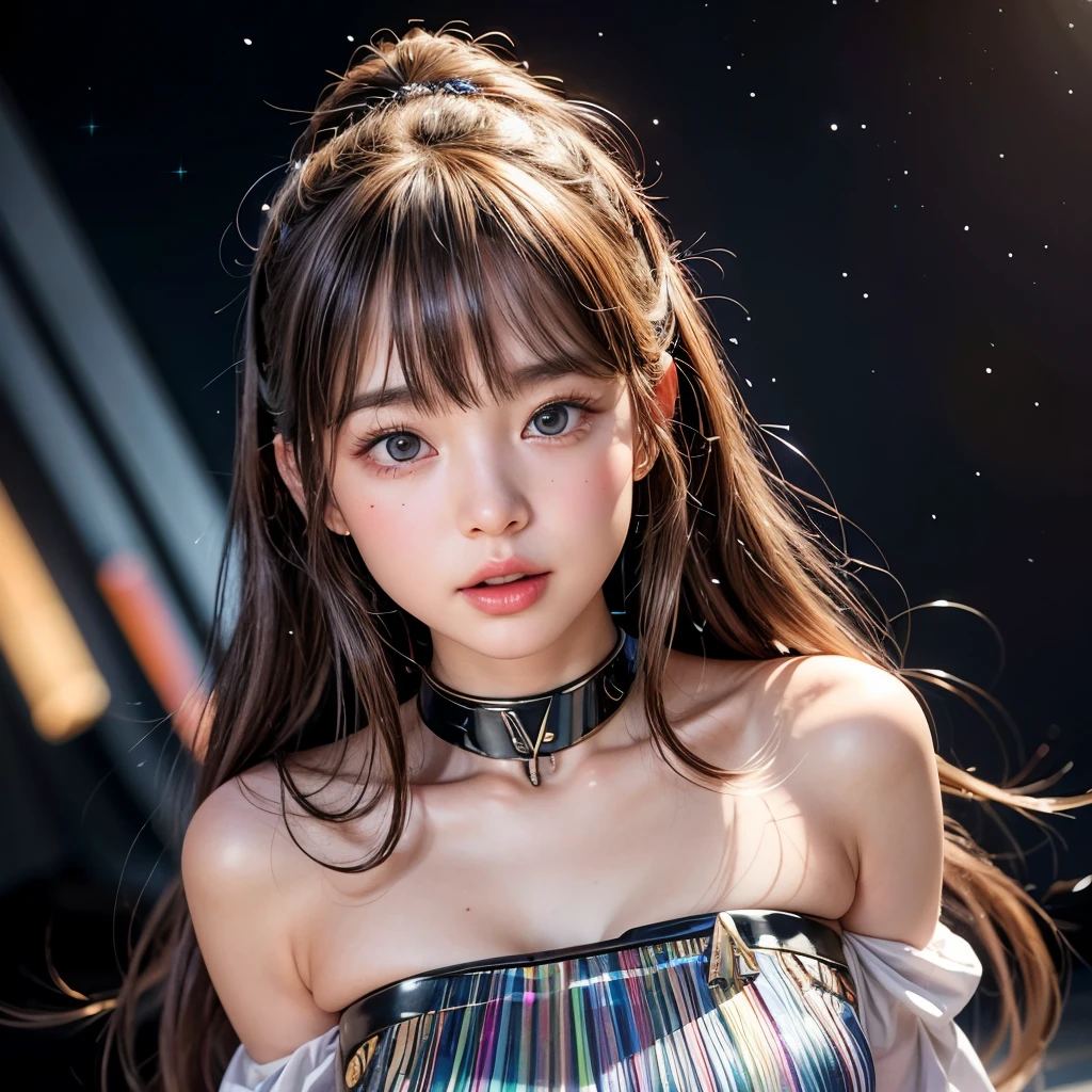 NSFW, 8k, High-level, absurd, masterpiece, best quality, primitive, very detailed CG, very detailed wallpaper, perfect lighting, Extremely detailed (((The personifying " スタートレックTNG " as a Girl))), MysticSight, Tyndall effect, Tyndall scattering, Studio gray background with (many Dazzling RainbowColor particles BokeH:1.28), (RoundlyButts, ThighGap), (Exposed:0.4), (Assfocus with looking ahead), BREAK (NOGIZAKA face variations) Extremely Detailed very KAWAII face variations, perfect anatomy, Childish, captivating gaze, elaborate detailed Eyes with (sparkling highlights:1.28), long eyelashes、Glossy RED Lips with beautiful details, Coquettish tongue, Rosy cheeks, Radiant PearlSkin with clear transparency . { (Dynamic LifeLike expressions:1.4) | :d) }, (large eyes:-1) .