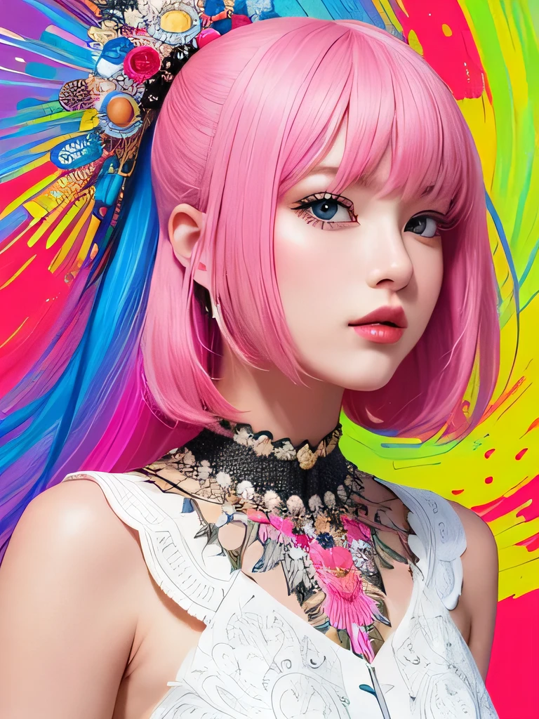 Nice style、(((Stylish fashion))), 8K quality、Upper body depiction、Intense watercolor, Detailed watercolor art, Watercolor splash, surreal, Avant-garde pop art, Beautiful and expressive paintings, Beautiful artwork illustration, Very colorful tones, wonderful, Cool Beauty, Highest quality、Official Art, vector art, stylish design, (((The most beautiful girl))), (((Highest quality))), High resolution, ((detailed)), (((Doodle Art)), ((masterpiece)), ((Super detailed)), (((stylish))),