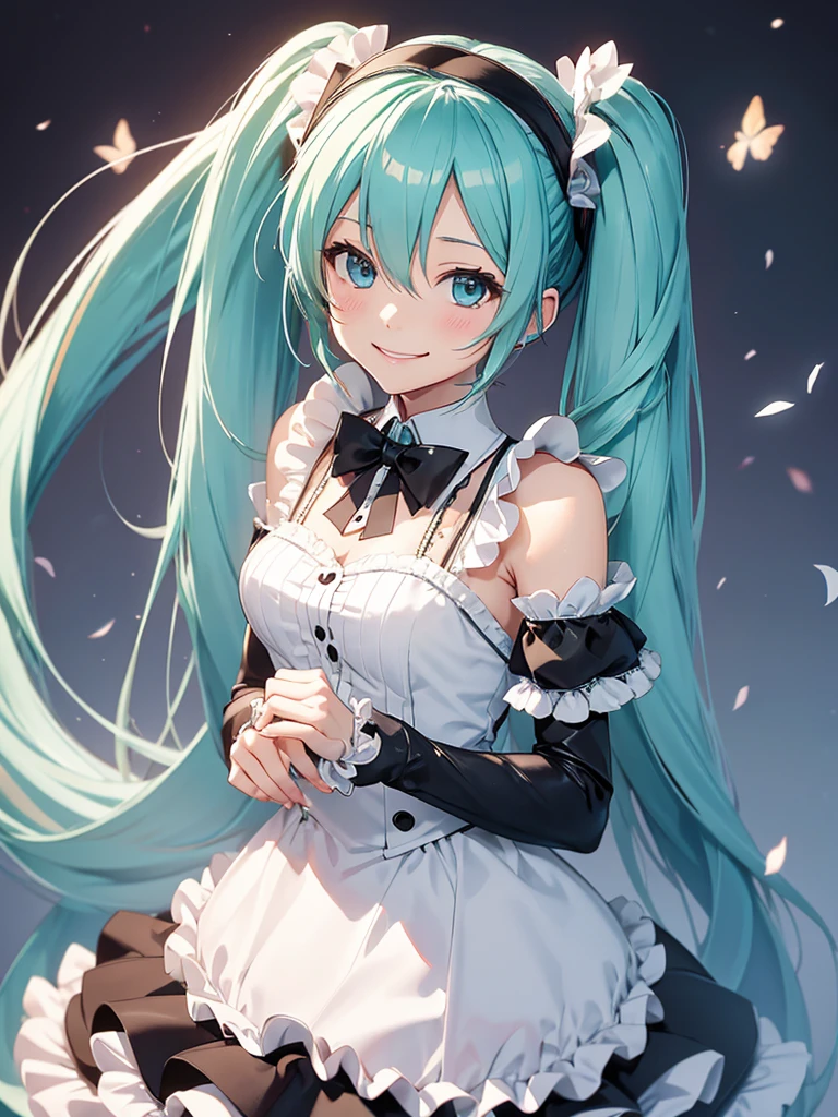 Hatsune miku, smiling, maid
