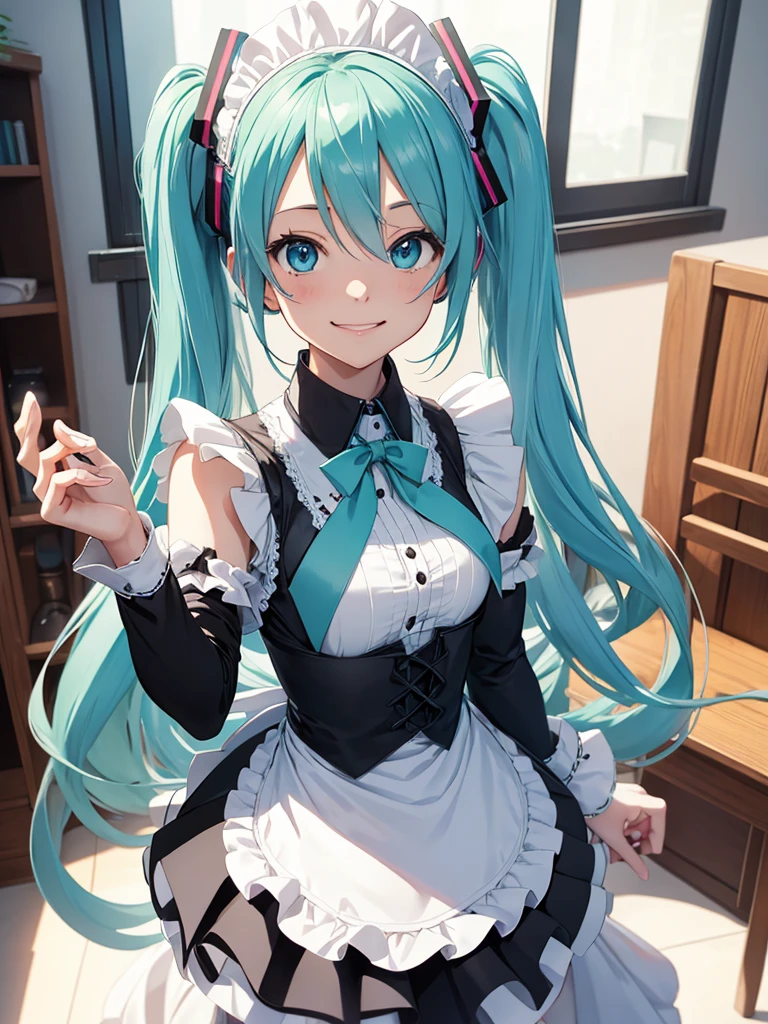 Hatsune miku, smiling, maid