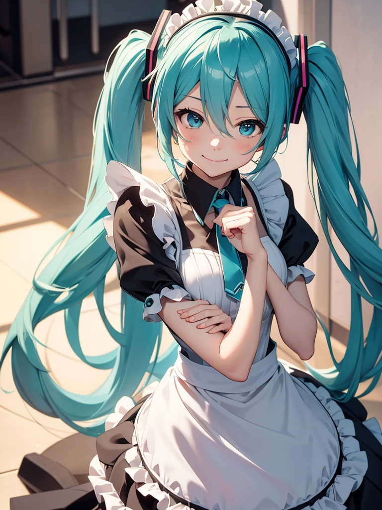 Hatsune miku, smiling, maid