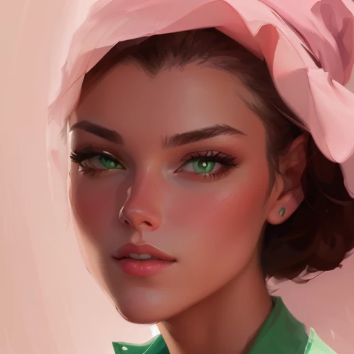 painting of a woman with a pink hat and green shirt, color study, a digital painting, an expressive digital painting, detailed digital painting, stylized portrait, digital painted, character portrait closeup, digital painting, speedpaint, #1 digital painting of all time, closeup character portrait, # 1 digital painting of all time, renaissance digital painting, speedpainting, portrait study