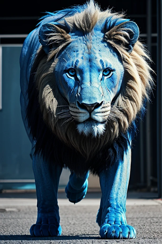 Generates Blue Lion Standing on 2 Feet Animated Cute