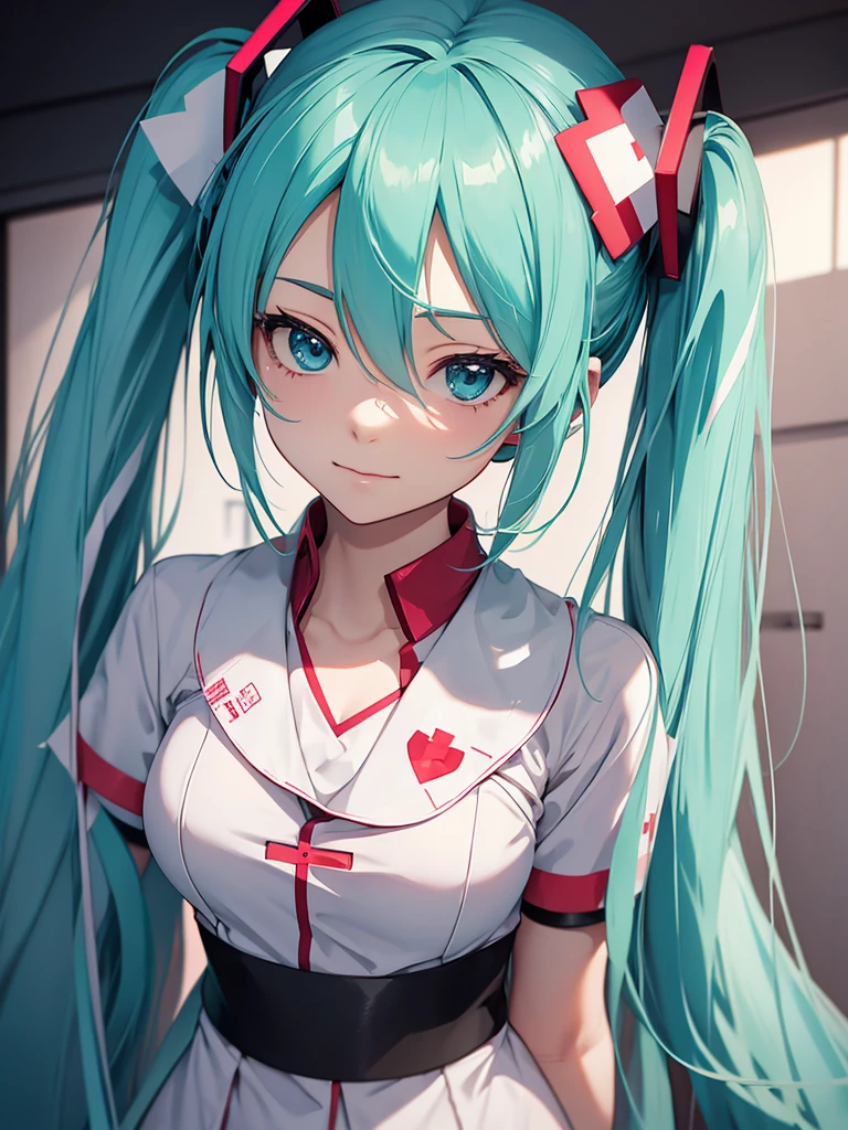 Hatsune Miku, nurse, showing the tongue