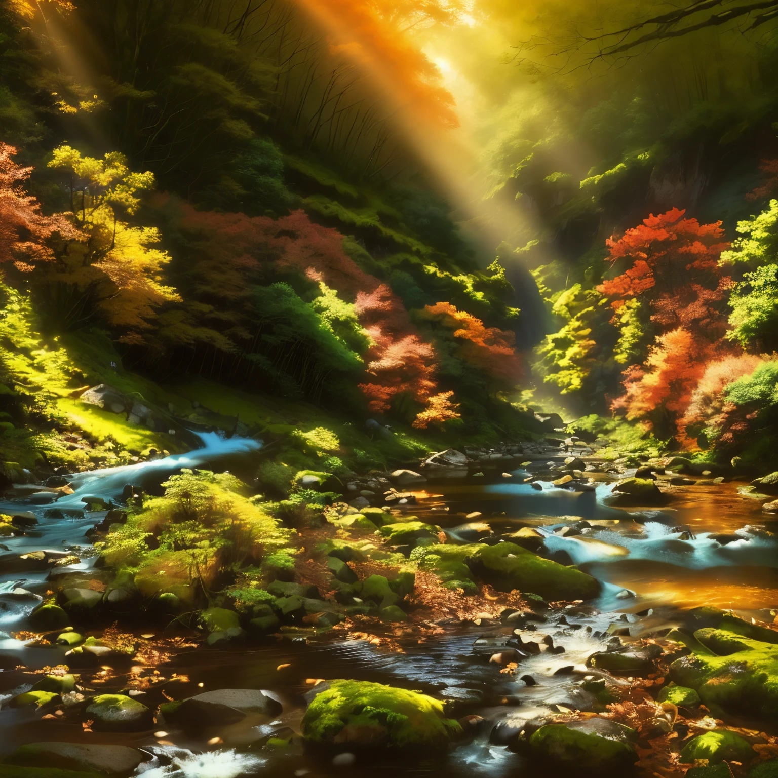 Close-up of a stream flowing through lush forest, Nature Wallpaper, A gently shining forest stream, majestic Natural scenery, Forest and River, Natural scenery, Mountains Rivers Trees, Beautiful nature in the background, Beautiful forest scenery, Anime Nature wallpap, River in the forest, lush valley, Lush scenery, Anime Nature, japan lush forest, Beautiful lush landscape, Truly beautiful nature