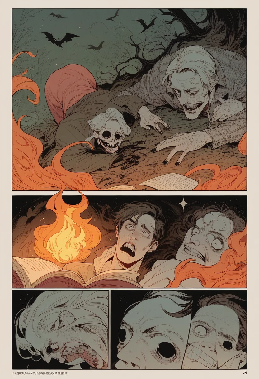 Fire, horror, comic book art style, gothic, Todd McFarlane art style