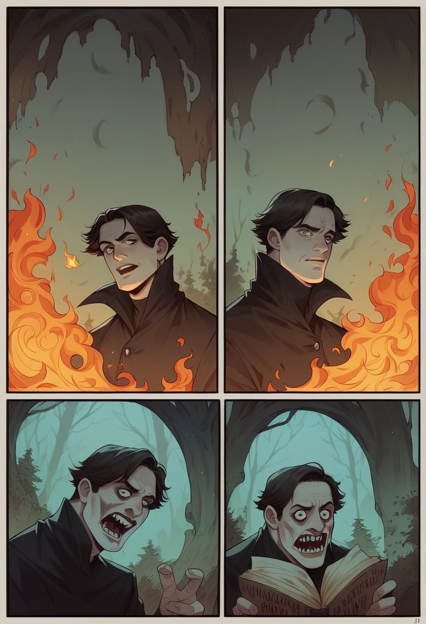 Fire, horror, comic book art style, gothic, Todd McFarlane art style