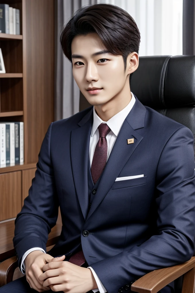 Korean Man age 20 handsome and look like a CEO (looks a real human)