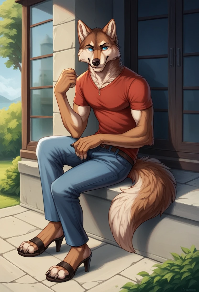 Larry (Zveropolis), wolf, gray fur, (brown body:1.3), beautiful blue eyes, Zveropolis, dressed,shirt,trousers,high-heeled sandals,canine,wolf, detailed fur, male, second, paw pads, finger claws,legs,At the viewer, 5 fingers, paws, 4 пальца на legs,Houses комната,Sandals with heels, coming,
BREAK from nextel, for dating, by xenoforge, (difficult, high detail,digital photography, soft focus, RAW, close to the camera, smile, positive, Good, mood, Houses, looks at the viewer, очень close to the camera, is sitting, computer games,
Photorealism, realistic, photorealistic,digital style, Subsurface scattering,очень close to the camera
шедевр, Best quality, ultra realistic, 8 thousand.)