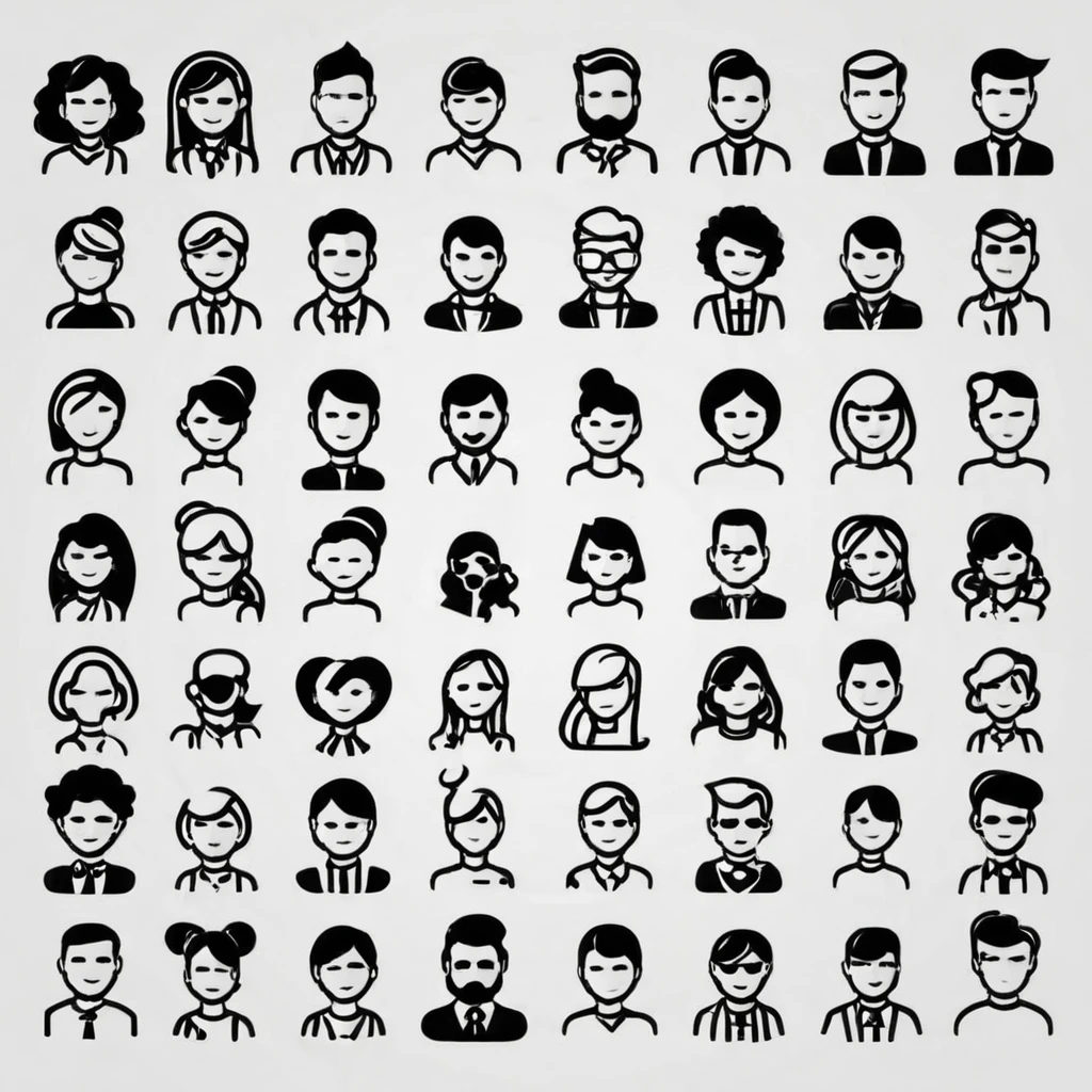 people line icons, people outlines and solid vectors