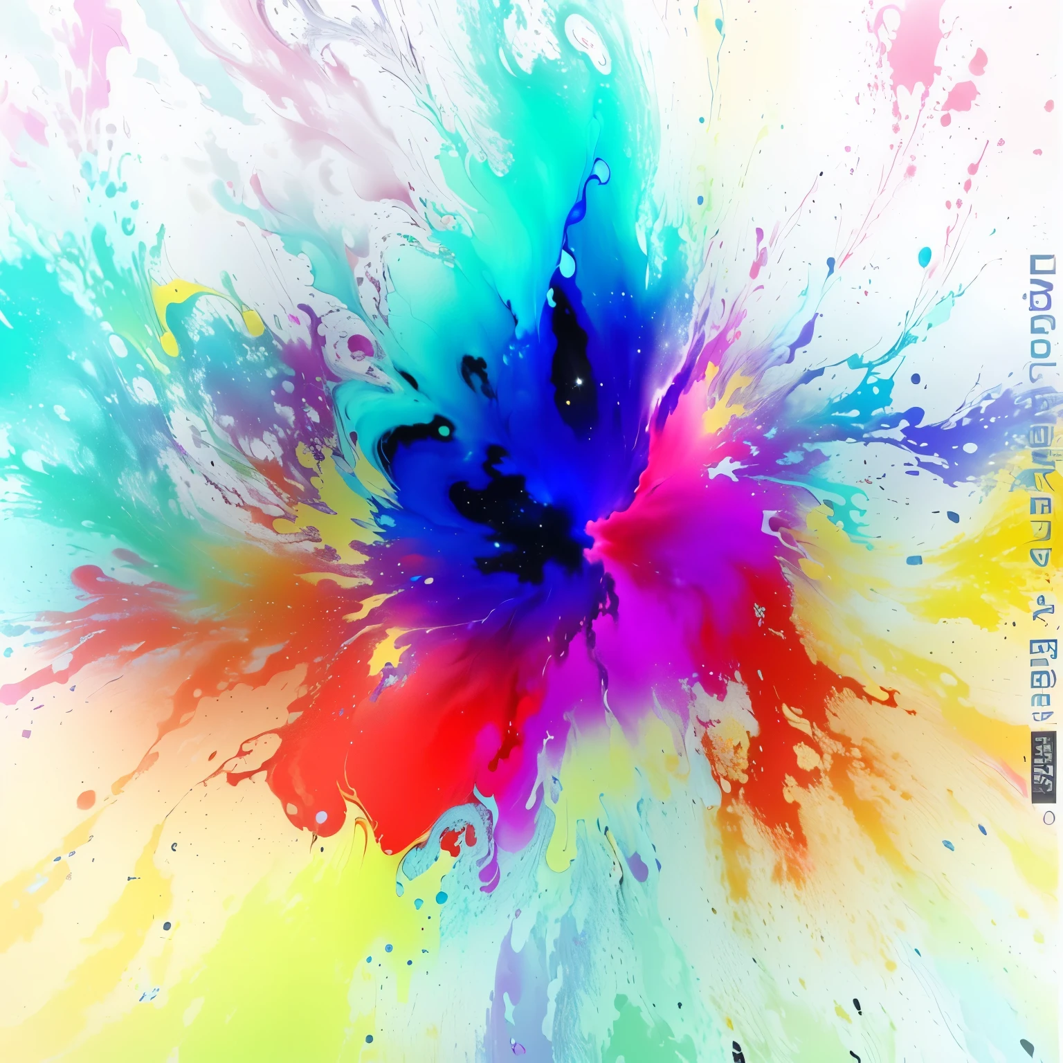 a colorful explosion of paint is shown on a white background, philosophical splashes of colors, color ink explosion, psychedelic dust, physics splashes of colors, beautiful cosmic neural network, generative art nebula, color explosion, colorful generative art, abstract paint color splotches, 1 0 2 4 farben abstract, vibrant inkbursts, color dispersion