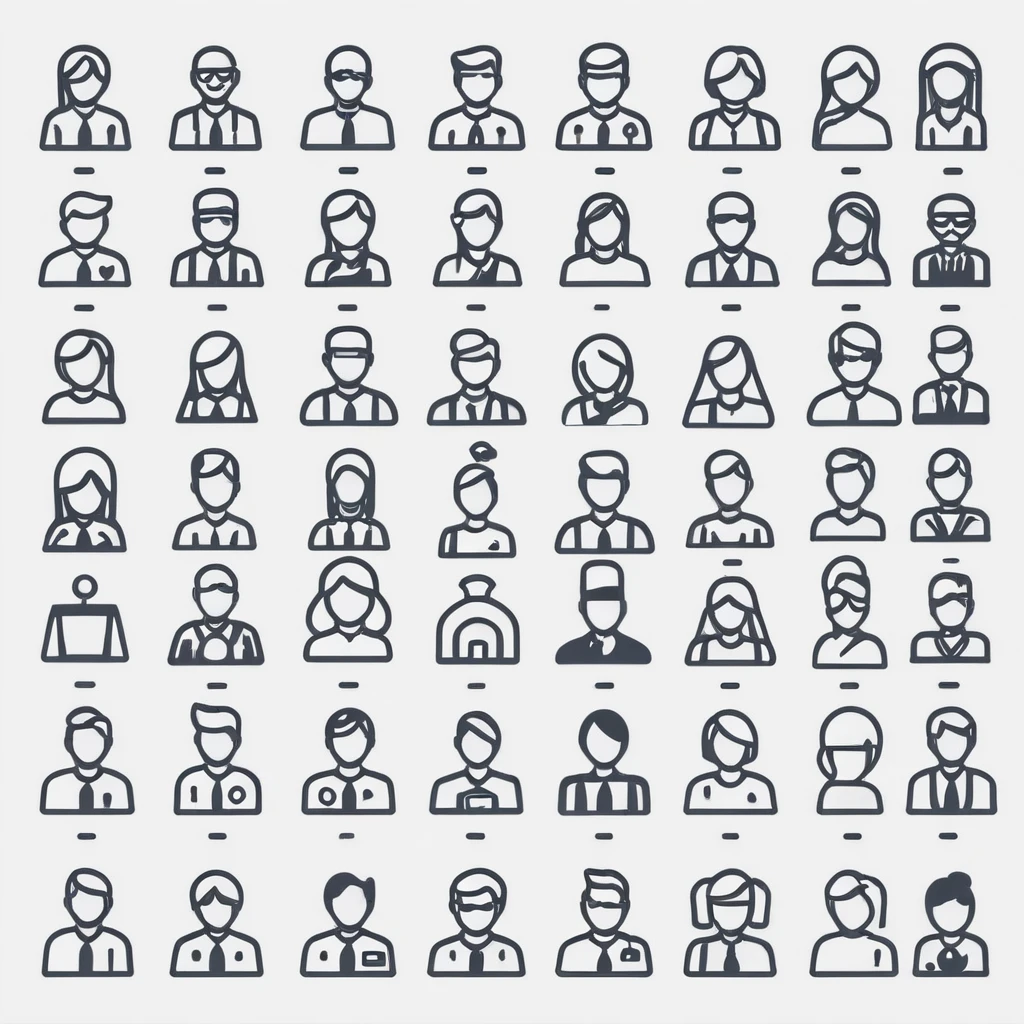 social media line icons, people outlines and solid vectors