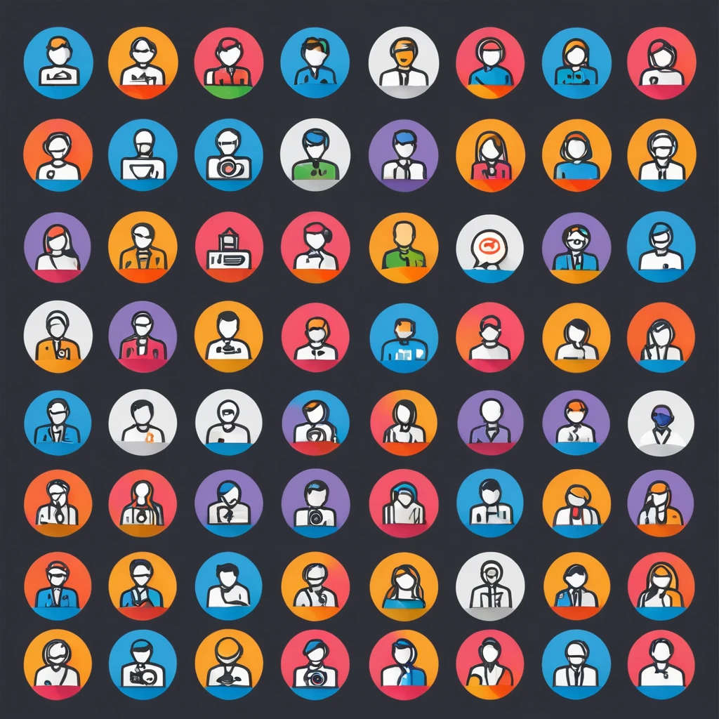 social media line icons, people outlines and solid vectors