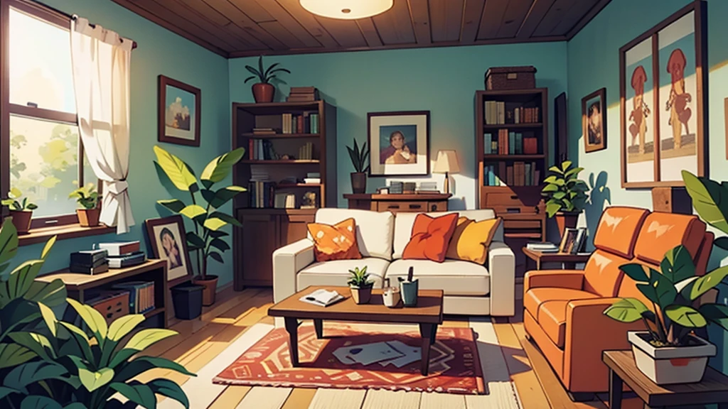 There is a living room, some plants