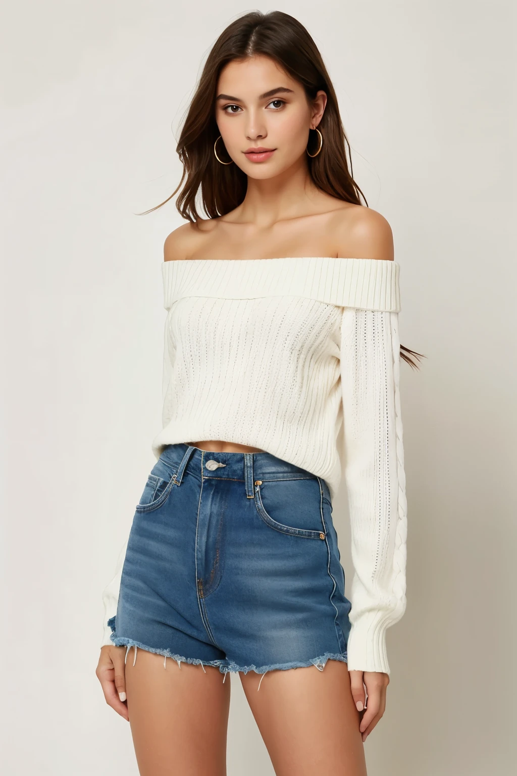 ((Best Quality)), ((Masterpiece)), (detailed), 1 girl, off shoulder sweater, 