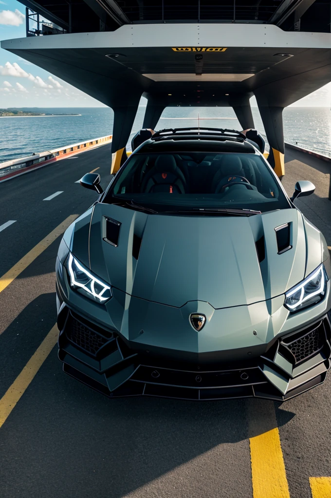 Lamborghini urus park on a ship