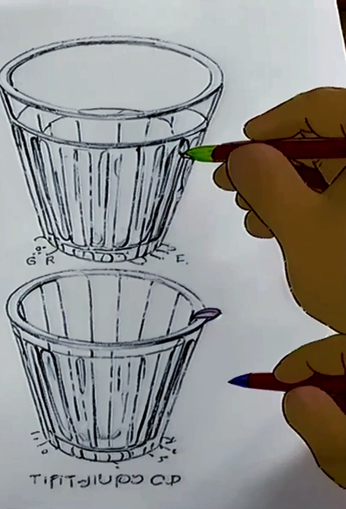 small glass cup sketch drawing