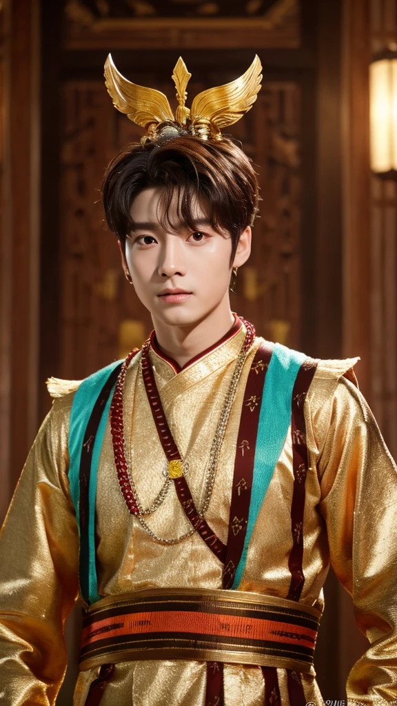 Choi Beomgyu from txt as a pre-Hispanic god 