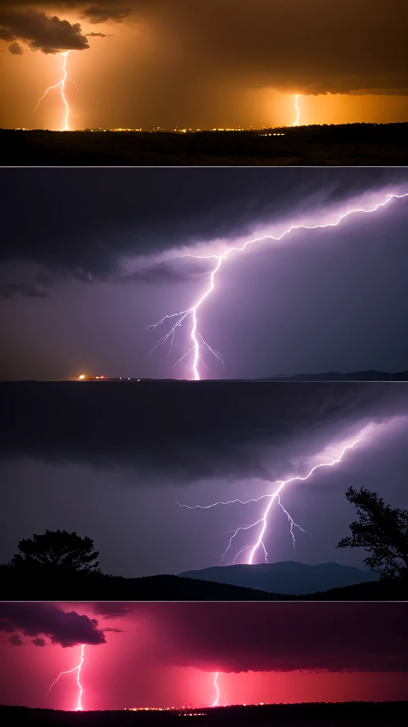 Lightning storm of various colors