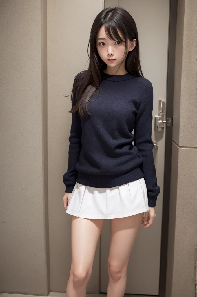 Girl in short skirt without panties
