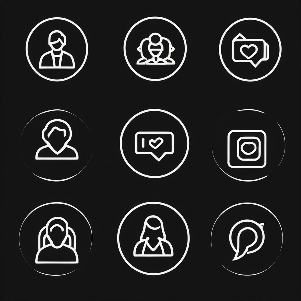 social media line icon, outline and solid vector illustration, group linear pictogram isolated on black