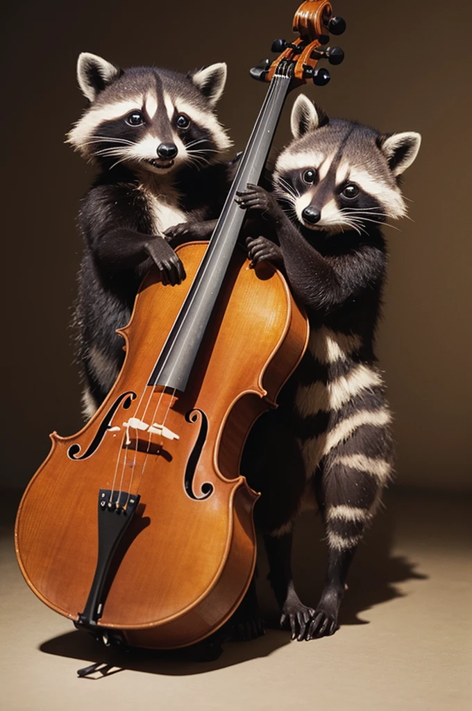 Drawing of a raccoon playing the cello