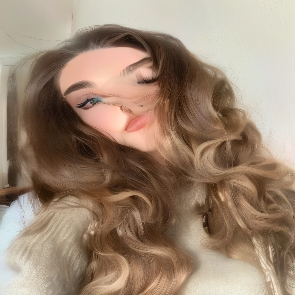 arafed woman with long hair and a grey sweater posing for a picture, Portrait of Sophie Mudd, Dasha Taran, Anna Nikonova aka Newmilky, nodded, soft fur, wavy hair without makeup, extended wavy hair, Mia Kischner, with long hair, Big eyes and long flowing hair, niele toroni, julia sardinia