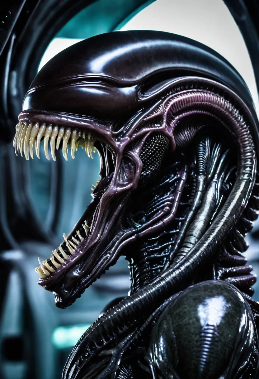 (((Extreme close-up Xenomorph Alien the eighth passenger surreal and cinematic images color Splash)))