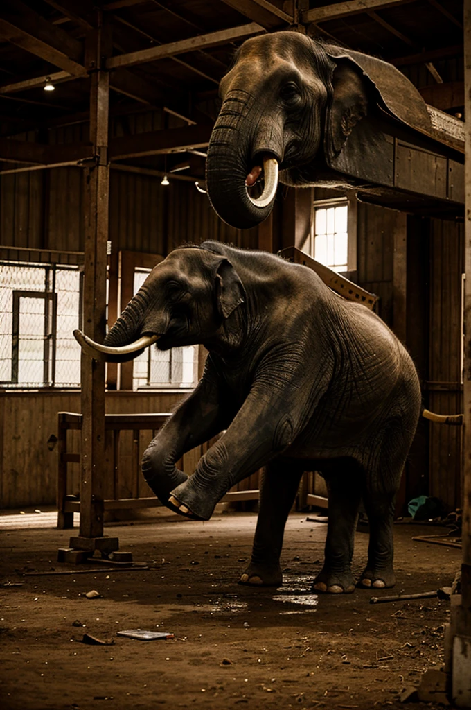 The elephant is riding a sports motorbike