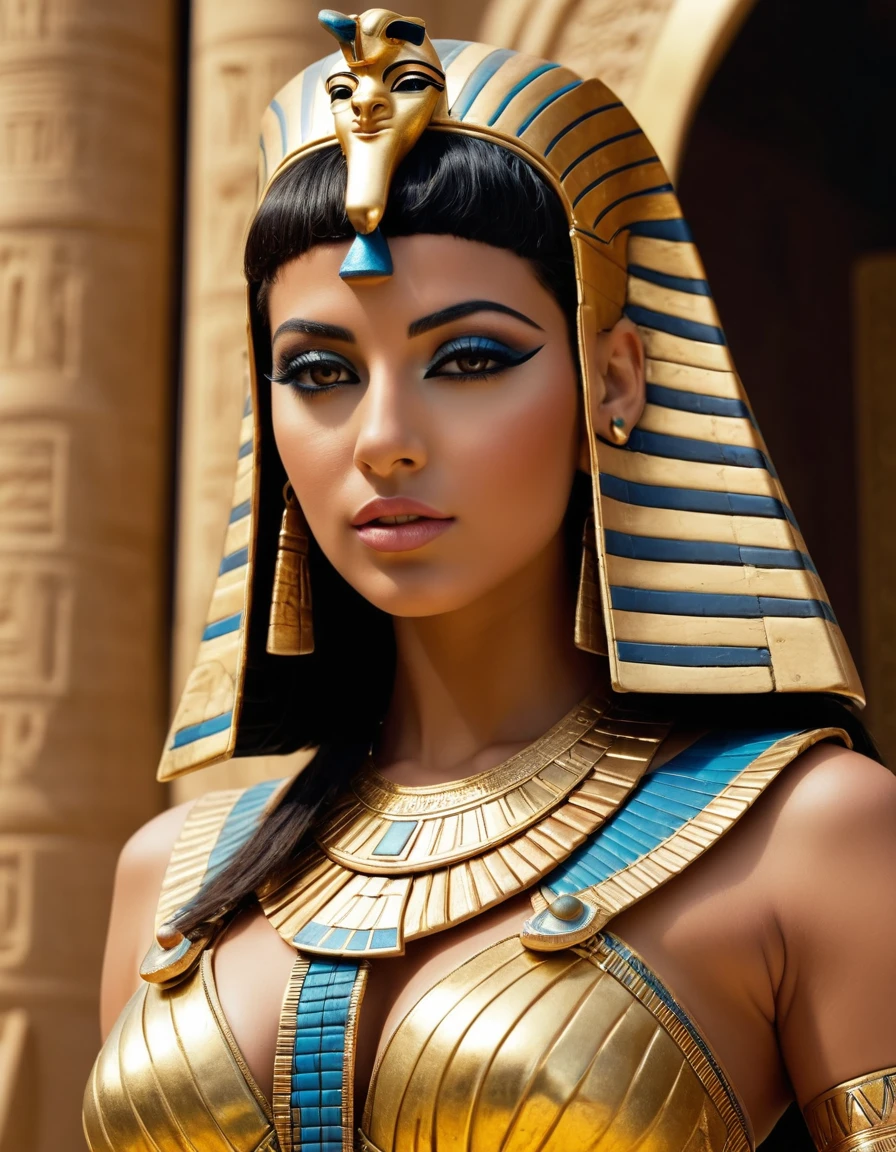 very attractive caucasian 25 year old girl with long platinum blonde hair,   Gorgeous cleopatra, insane details, thick attractive figure, bulky figure, egyptian princess, cinematic goddess close shot, cleopatra, extremely beautiful lady, cinematic goddess body shot, cleopatra portrait, goddess, stunning beauty, extremely high detail, egyptian, cleopatra in her palace, cinematic goddess shot, egyptian style, extremely detailed goddess shot, beautiful goddess, cinematic portrait, professional cinematography, As an Egyptian,  Beautiful and stunning pharaoh, portrait of Cleopatra, uhd, 8k, 32k, detailed, intricate, sharp Beauty, high definition, cinematic perspective, faultless image, background of ancient EgyptA close-up of a woman wearing a gold dress and an Egyptian mask, a cinematic portrait, expert cinematography, crazy details, an Egyptian princess, a close-up of a cinematic goddess, cleopatra, an incredibly beautiful lady, and a cinematic goddess body, very realistic