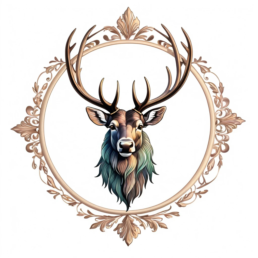 Moose emblem, majestic and graceful, rich composition, pastel colors, no background, top quality image.